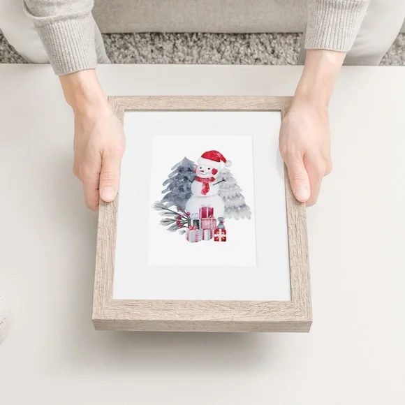 Wall Art Watercolor Snowman Christmas Illustration Print Poster Card Unframed - Picture 6 of 6